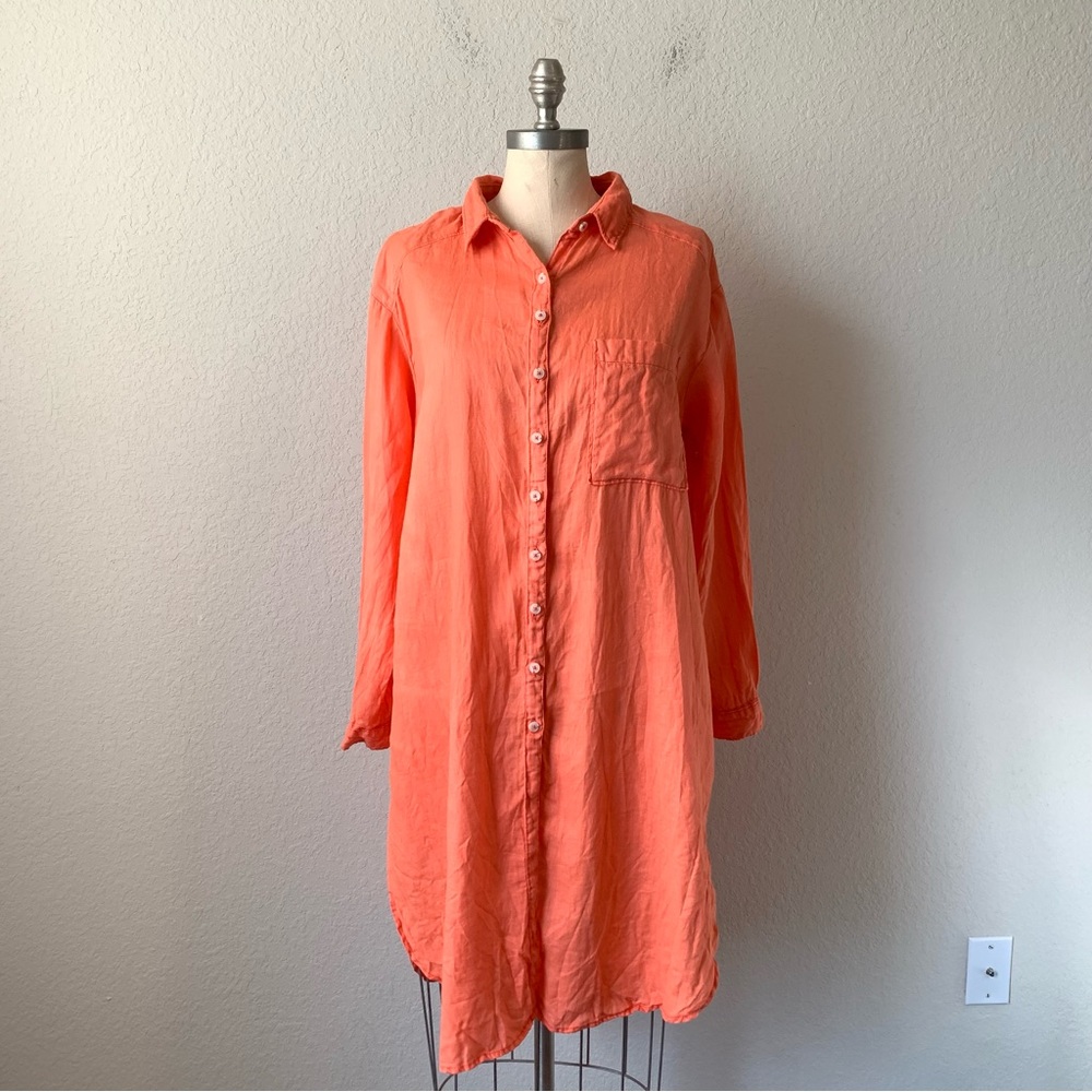 Anthropologie Relaxed Button Down Linen Tunic Size M